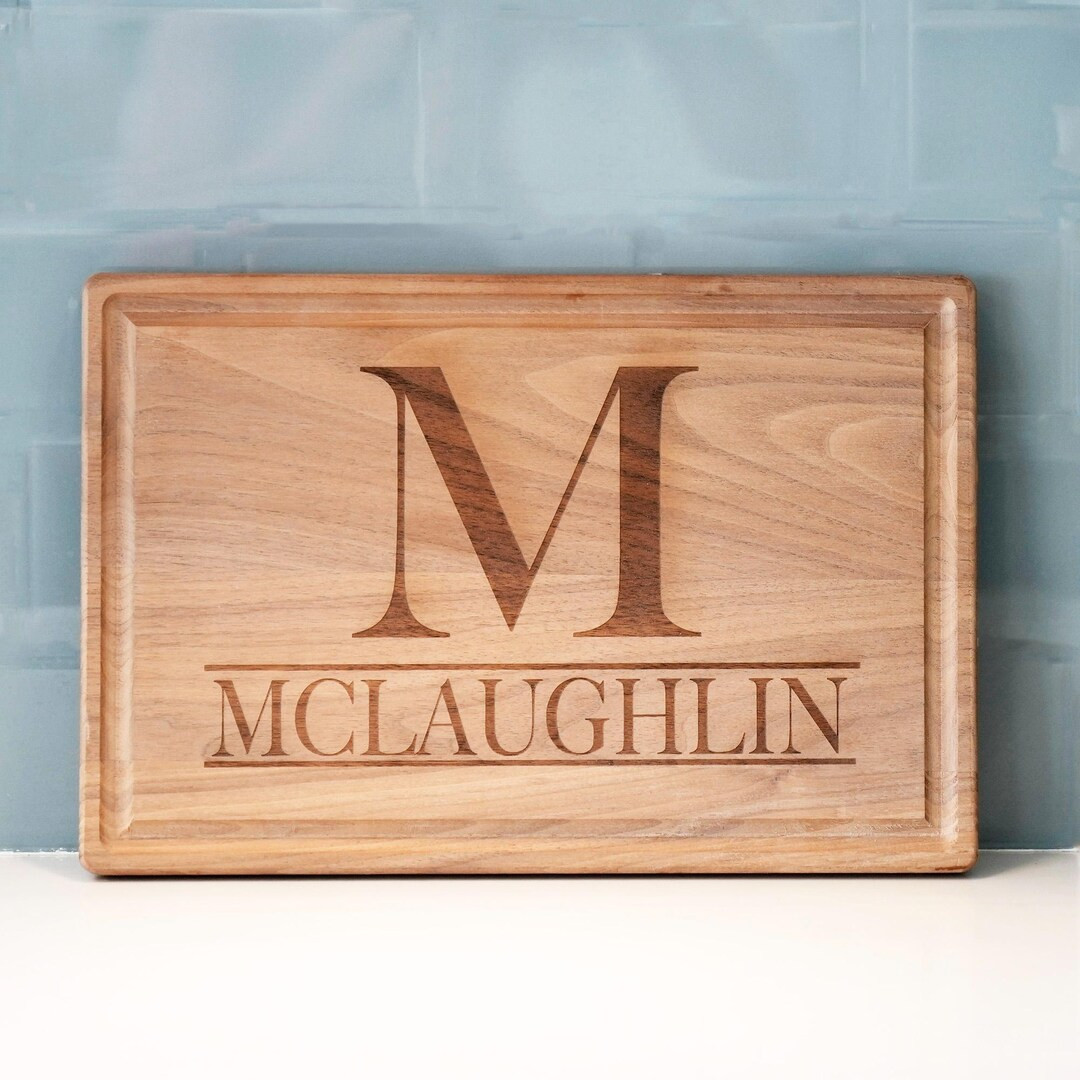 Personalized Cutting Board, Serif Initial Engraved Chopping Board, Custom Christmas Gift, Housewa... | Etsy (US)