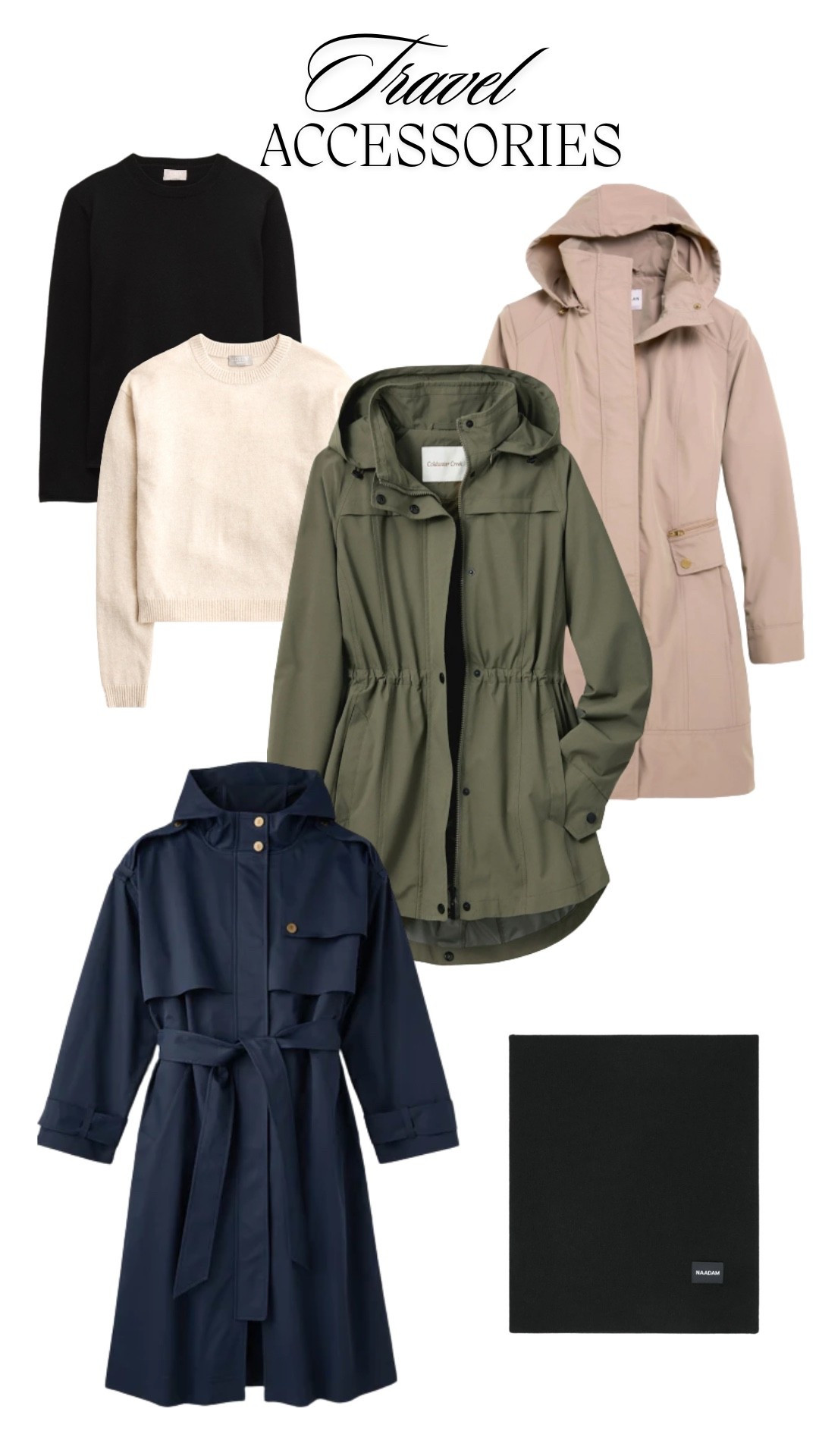 Essential clothing items for any vacation- a beautiful packable rain coat, cashmere sweater in a neutral shade and a cashmere wrap!  Here’s some of our favorites 

#LTKtravelneeds
#LTKraincoats

#LTKTravel