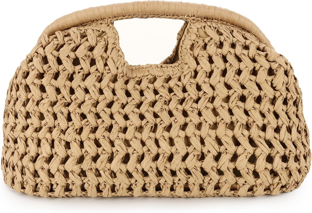 Oweisong Straw Purse for Women Woven Wicker Clutch Summer Beach Tote Handbag Crochet Dumpling bag... | Amazon (US)