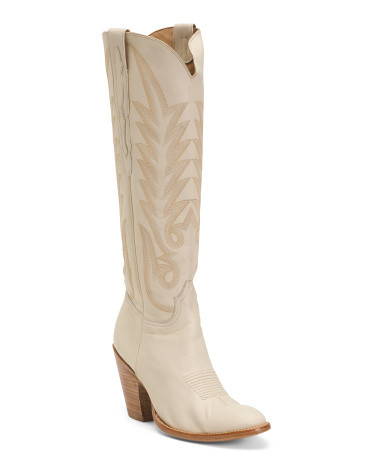Made In Mexico Leather Knee High Jasmine Western Heeled Boots | TJ Maxx