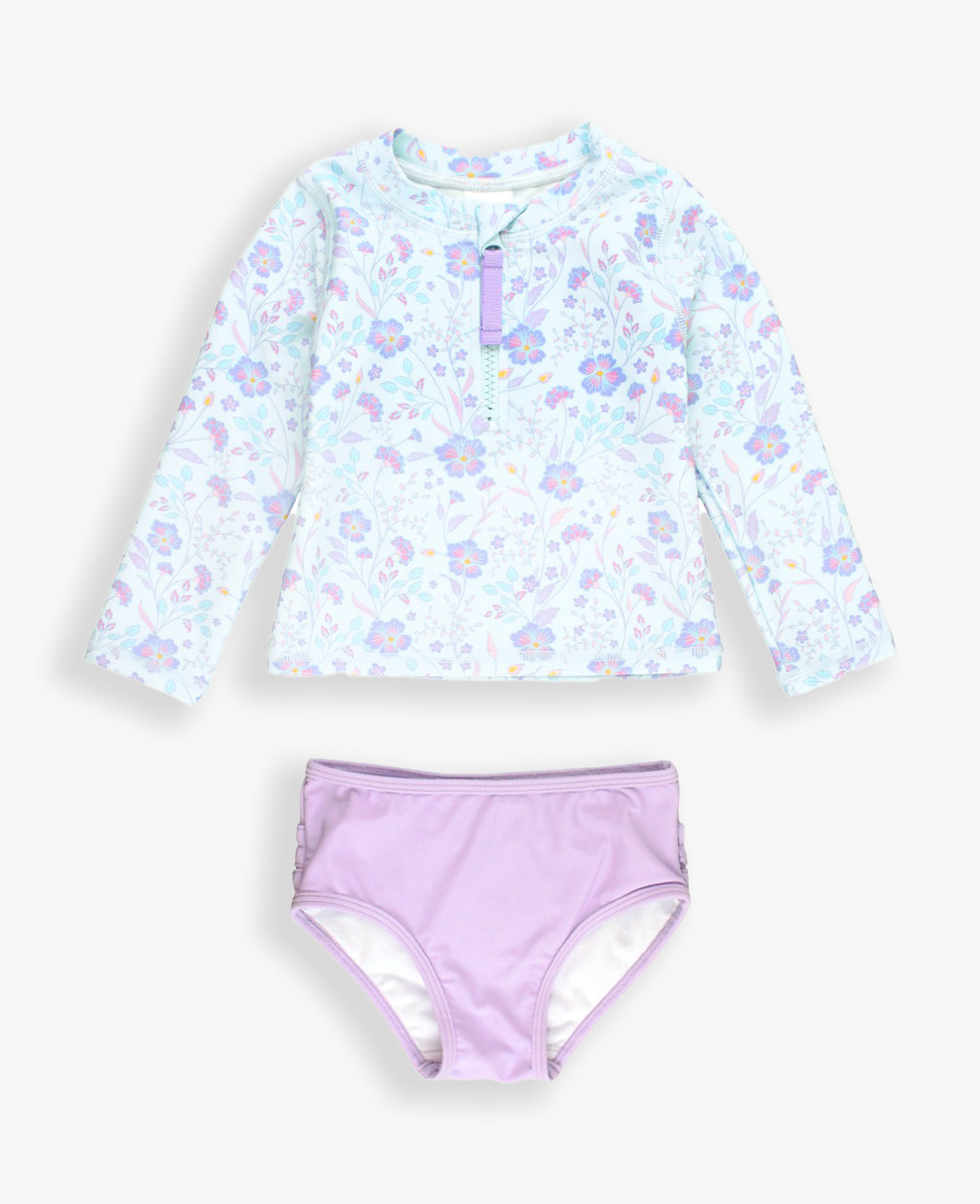 Long Sleeve Zipper Rash Guard 2-Piece | RuffleButts / RuggedButts