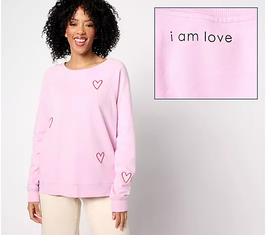 Peace Love World Embroidered French Terry Sweatshirt | QVC