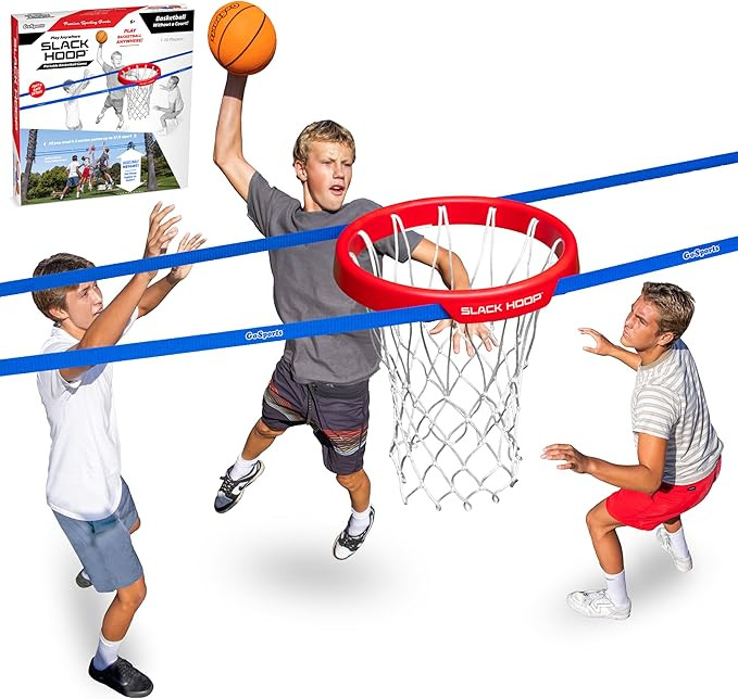 Amazon.com : GoSports Slack Hoop Portable Basketball Game for Kids & Teens - Adjustable Height Ou... | Amazon (US)