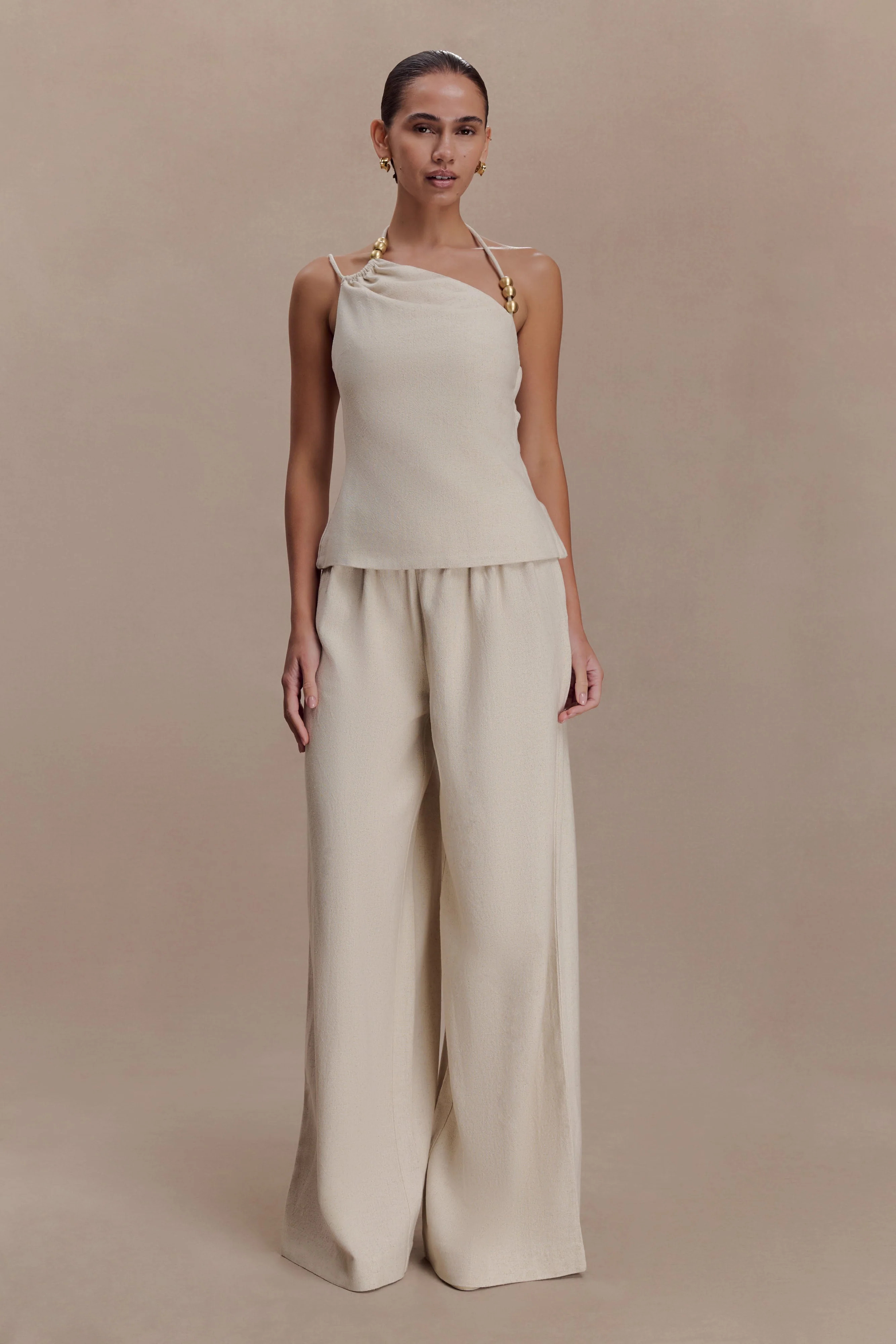 Gabby Straight Leg Linen Pants - Natural | Meshki UK