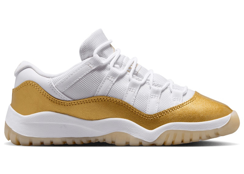 Jordan 11 Retro Low Sneakers in White/Metallic Gold/Team Gold | StockX