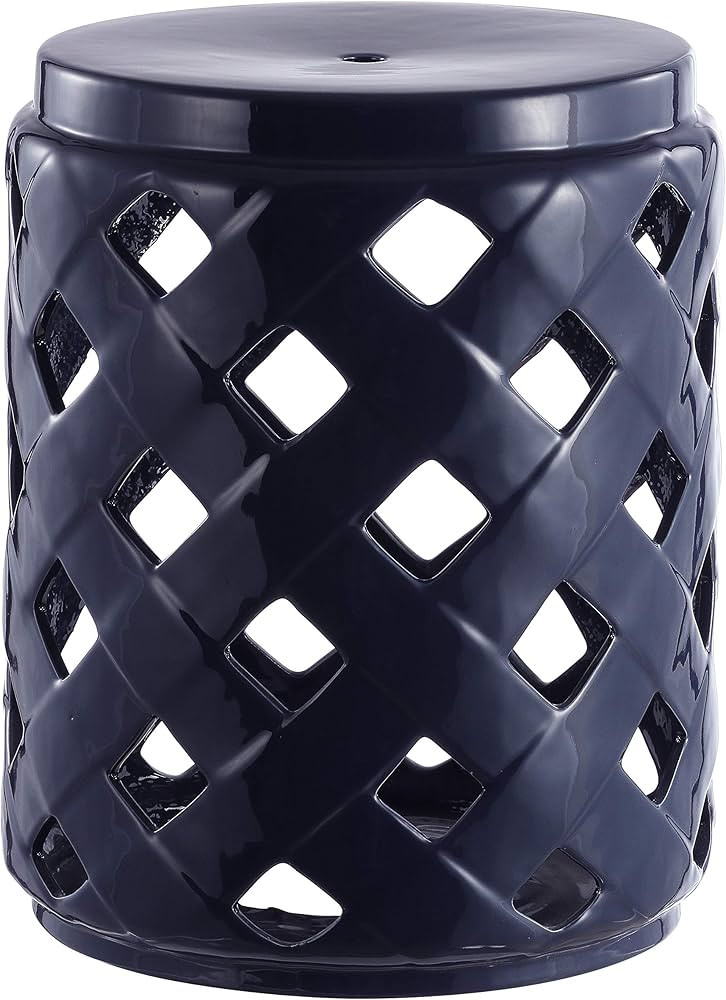 Safavieh ACS4574A Home Betli Navy Ceramic Lattice 17-inch Indoor/Outdoor Side Table Garden Stool | Amazon (US)