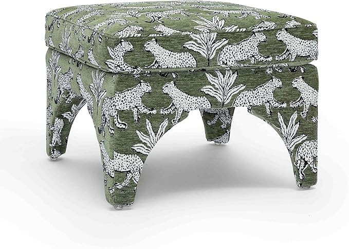 Tov Furniture Raji Jacquard Ottoman (Olive Green Leopard) | Amazon (US)