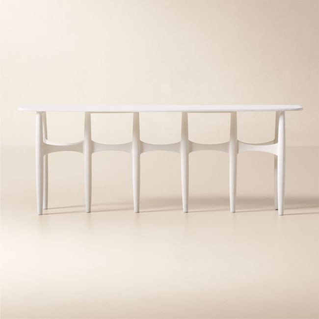 Bixby 80" White Cast Aluminum Console Table | CB2