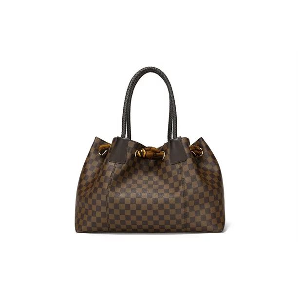 RICHPORTS Checkered Tote Shoulder Bag with inner pouch - PU Vegan Leather - Walmart.com | Walmart (US)
