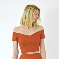 Off Shoulder Top | Vintage Style Off The Shoulder Crop Top in Burnt Orange. Womens Summer Top. Bardot | Etsy (US)