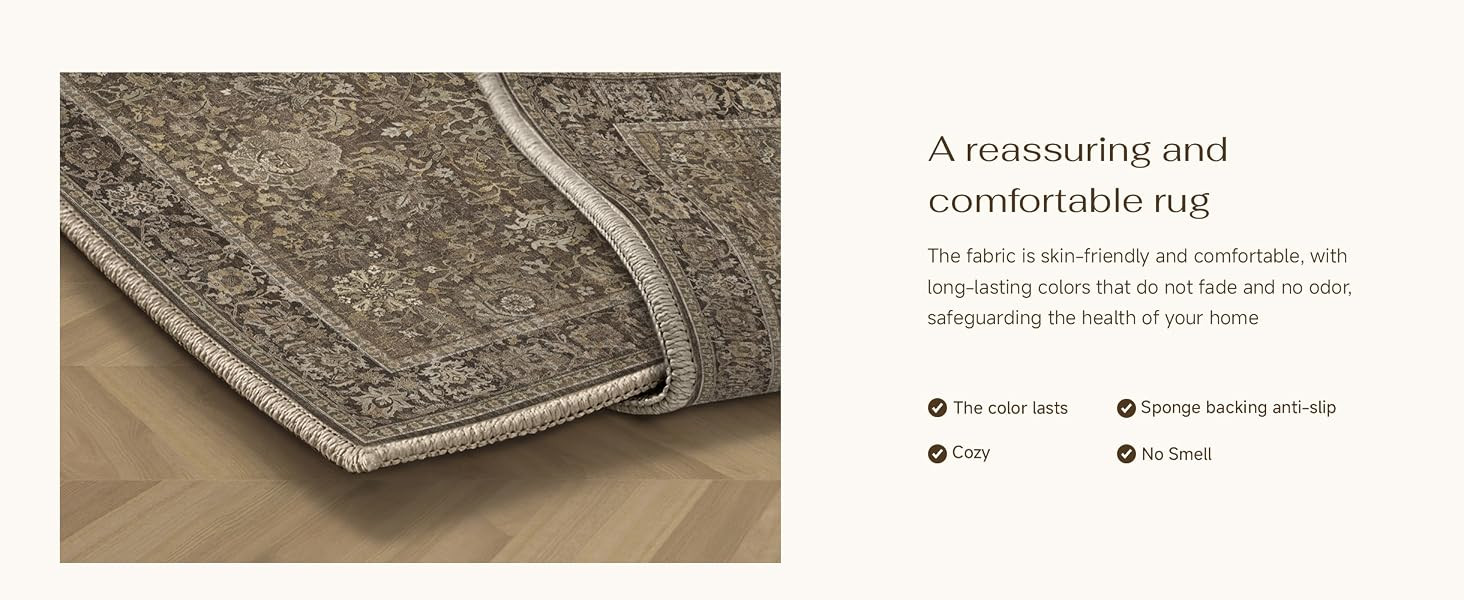 Area Rugs 8x10 Brown Vintage Rug for Living Room | Washable Rug, Distressed, Soft Durable, Non Sl... | Amazon (US)