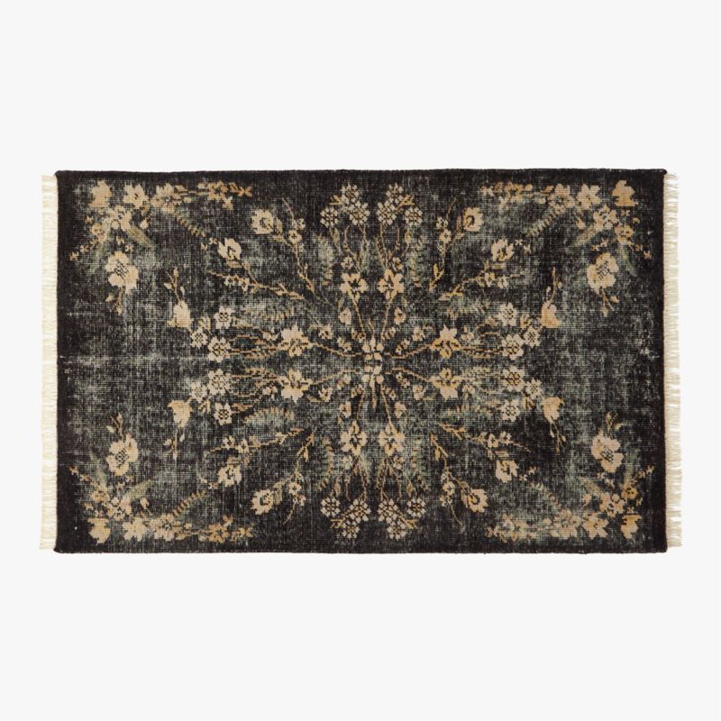 Lavish Modern Black Floral Wool Area Rug 5'x8' + Reviews | CB2 | CB2