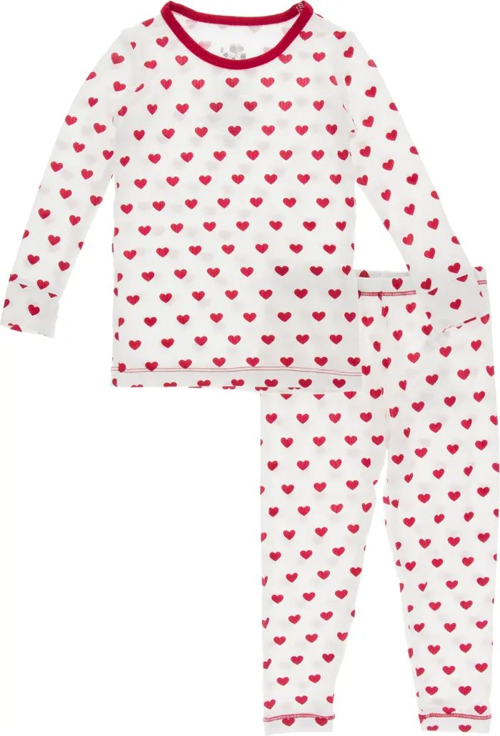 KicKee Pants Heart Print Fitted Two-Piece Pajamas | Nordstrom | Nordstrom