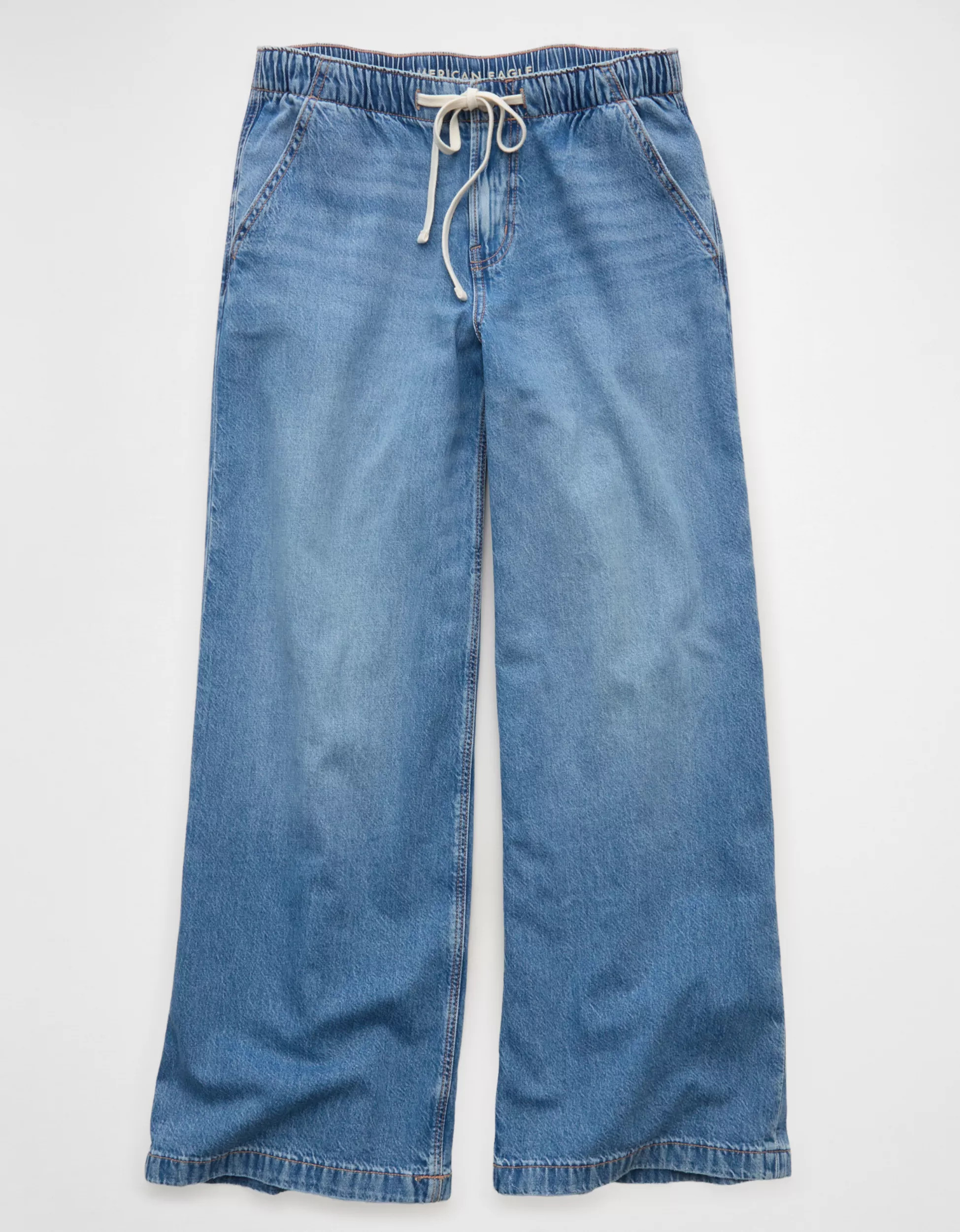 AE Dreamy Drape Strigid Low-Rise Ultra Wide-Leg Jean | American Eagle Outfitters (US & CA)