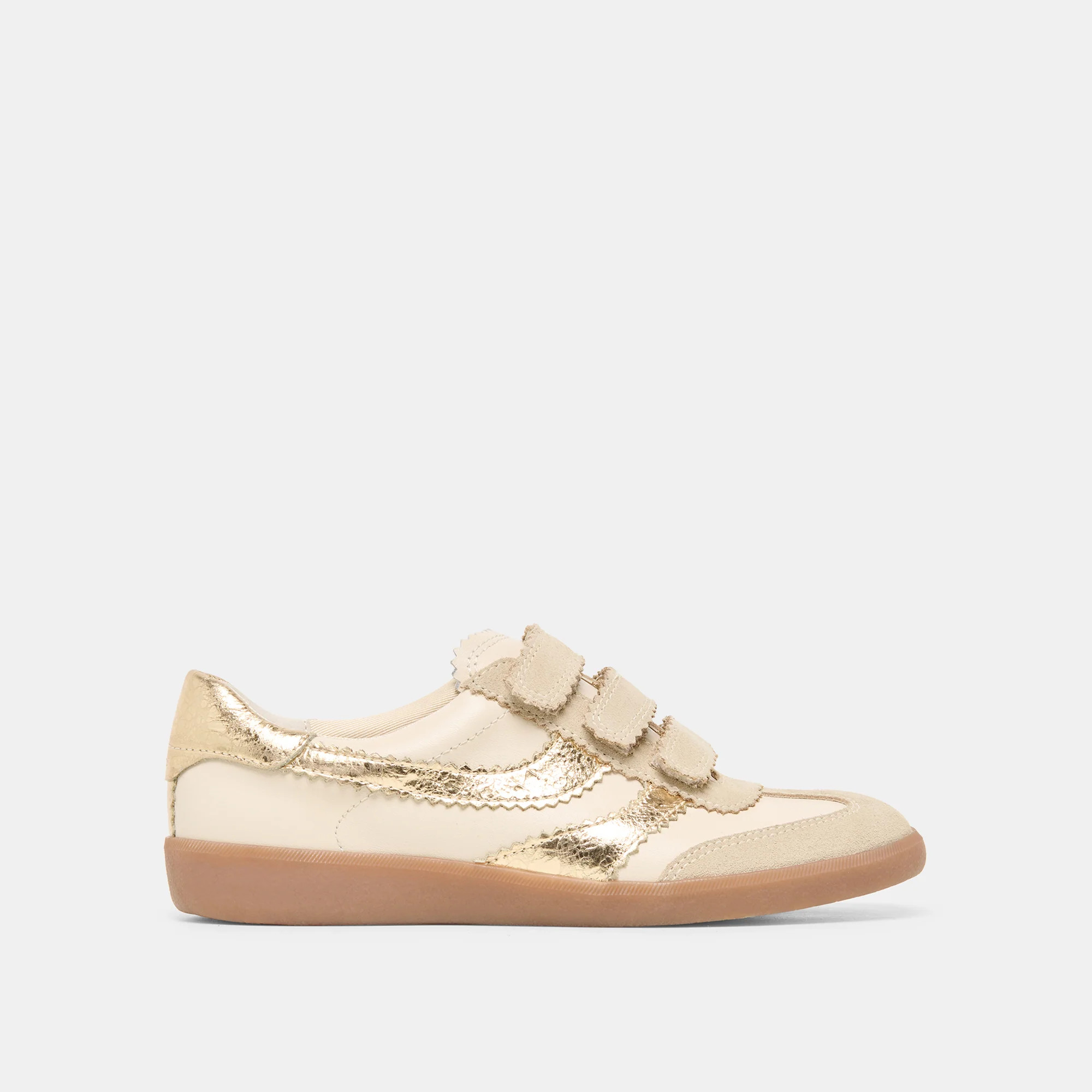 Merit Velcro Sneakers White Gold Leather | DolceVita.com