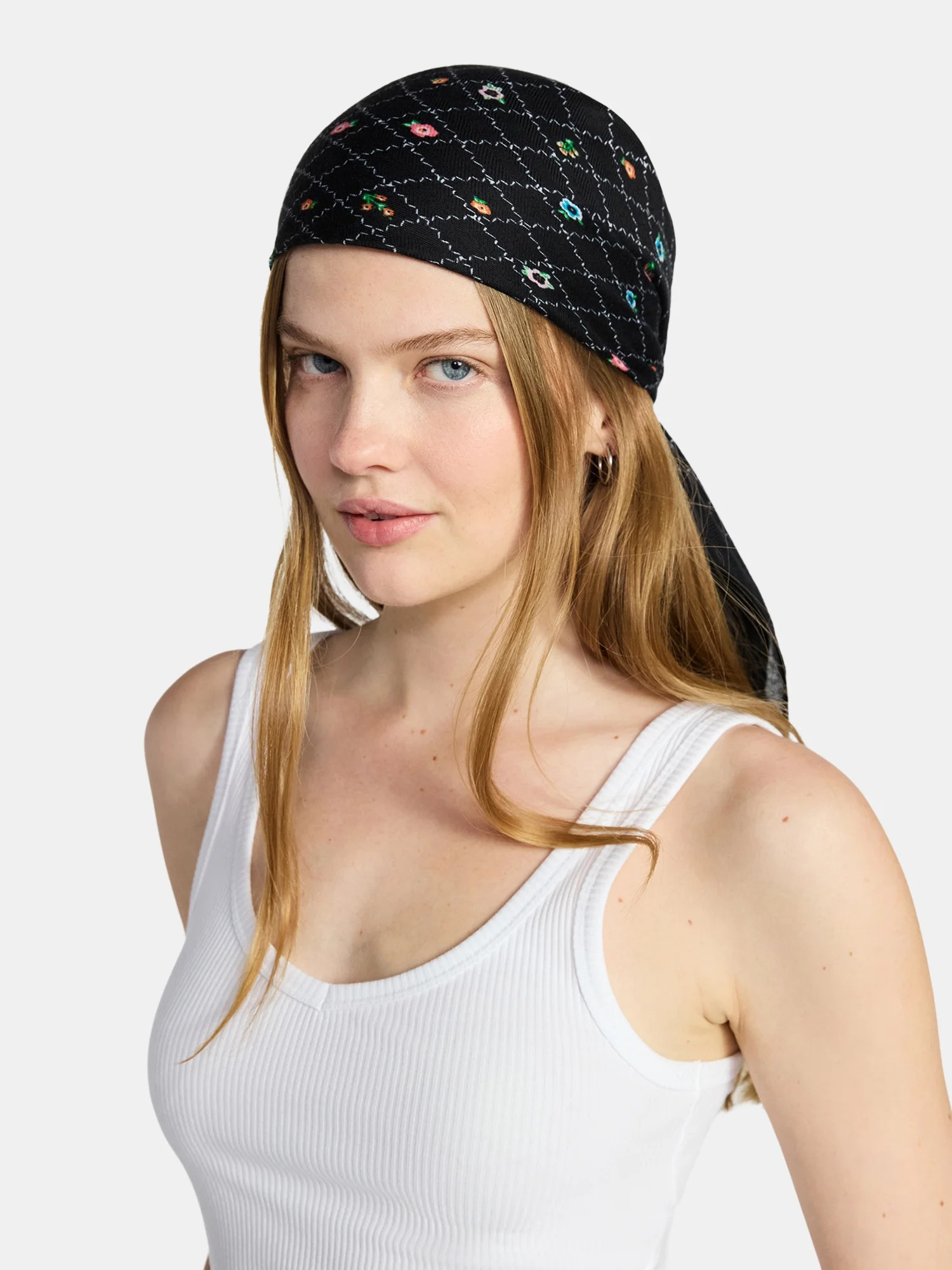 No Boundaries Women's Printed Bandanas, Black Floral Print, for Adults | Walmart (US)