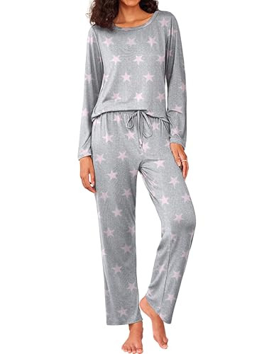 Ekouaer Conjunto de pijama de 2 piezas para mujer, pijamas de otoño suaves de manga larga, pijam... | Amazon (US)