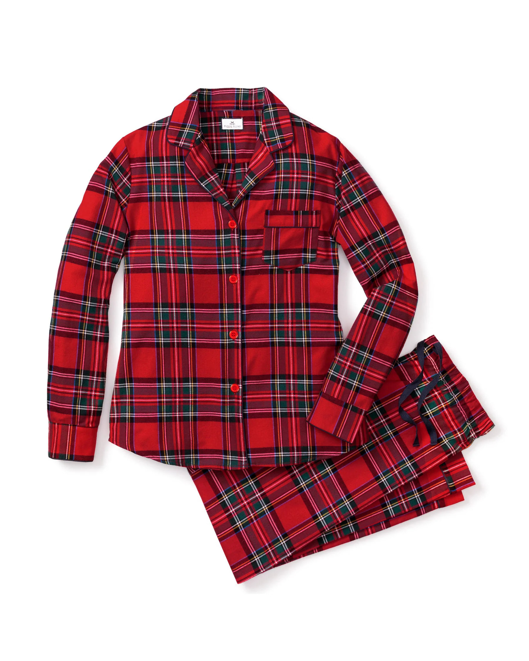 Women's Brushed Twill Pajama Set in Imperial Tartan | Petite Plume