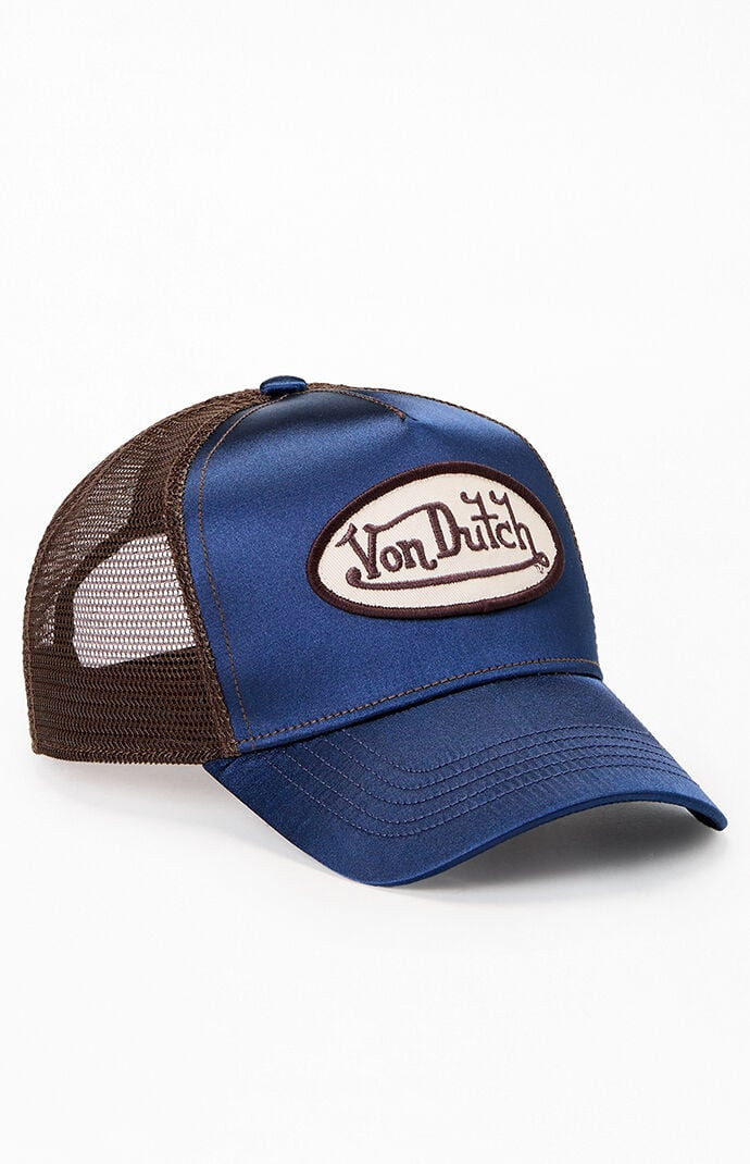 Von Dutch Satin Trucker Hat in Navy | PacSun