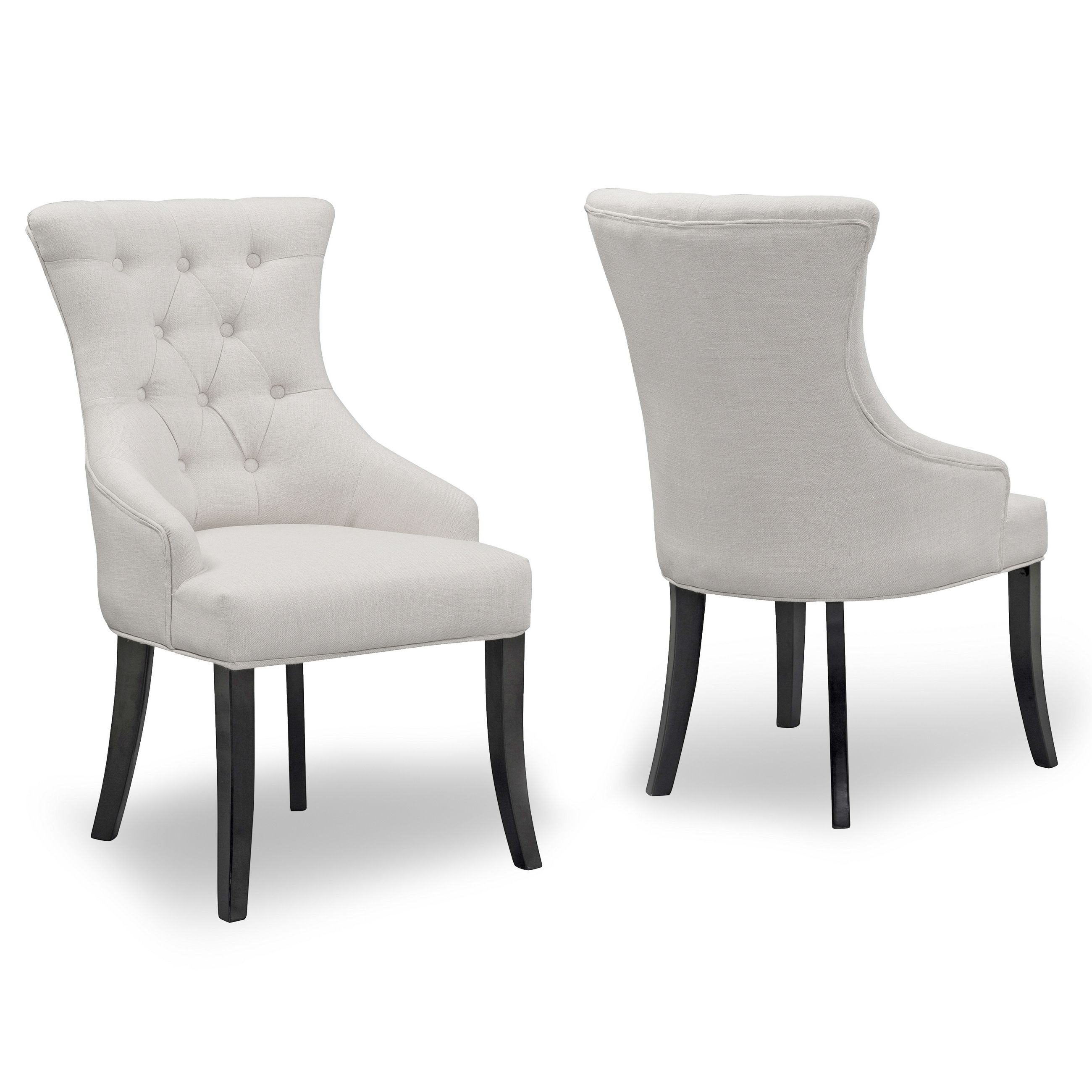 Set of 2 Alei Beige Fabric Dining Chair Wing Chair with Tufted Buttons - Walmart.com | Walmart (US)