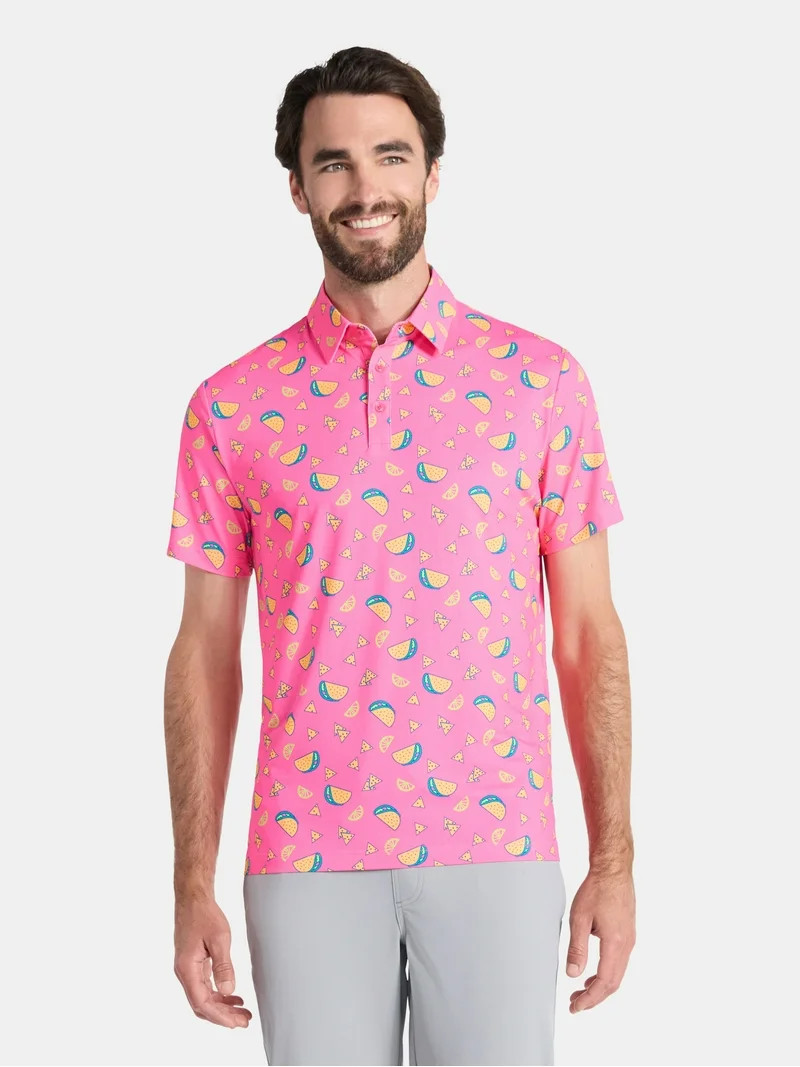 Birdie Bound Men's and Big Men's Taco Print Polo Golf Shirt, Sizes S-3XL | Walmart (US)