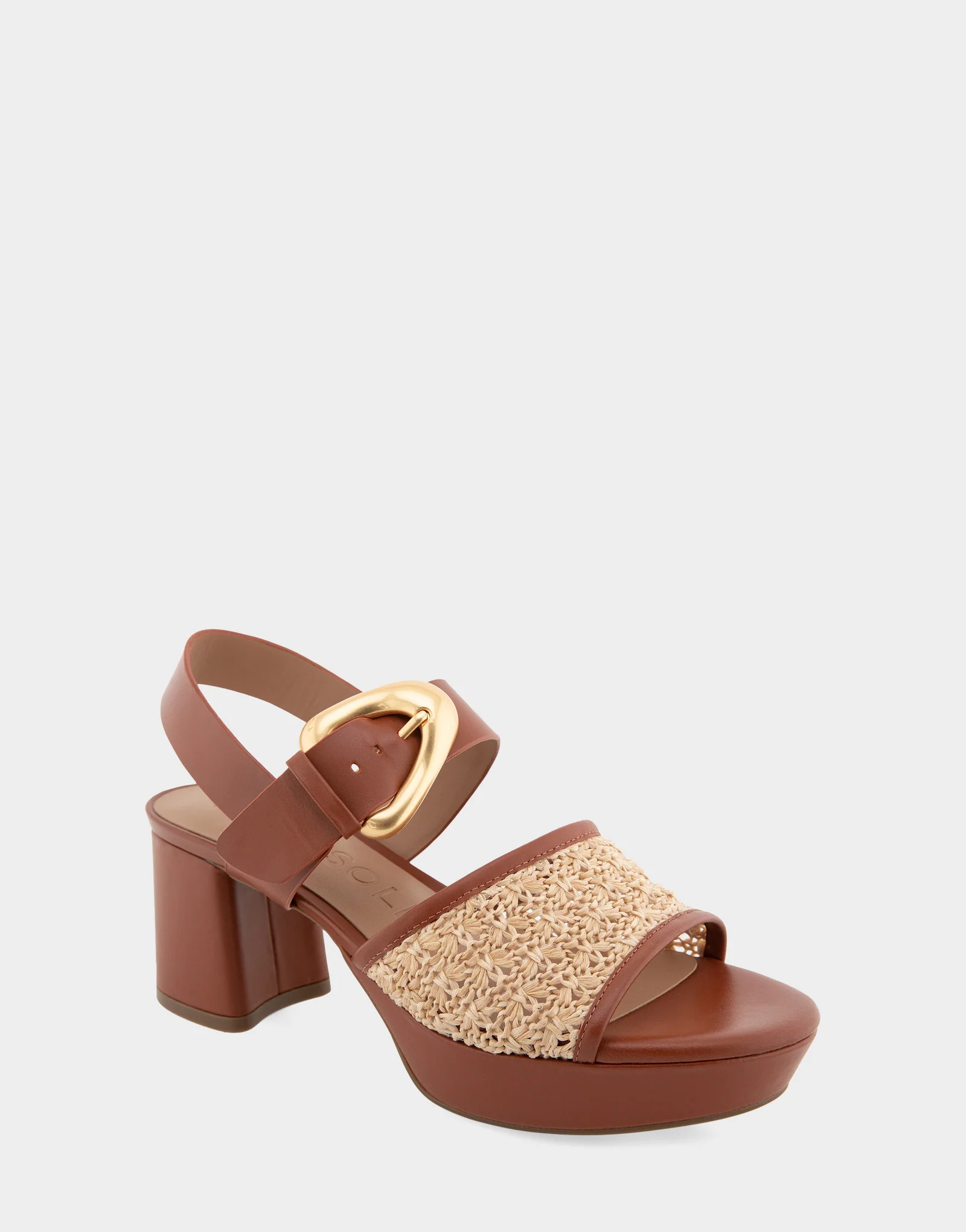 Women's Quarter Strap Platform Sandal in Natural Raffia Combo | Aerosoles