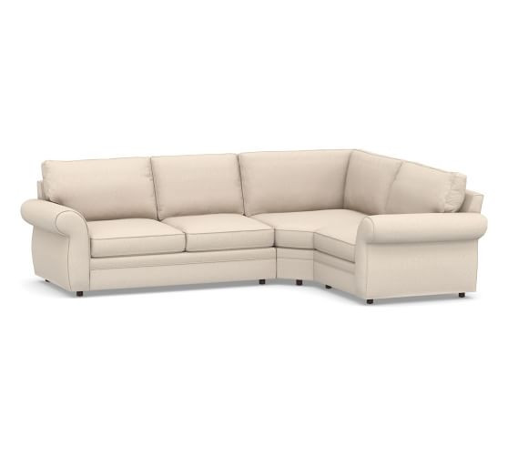 Pearce Roll Arm Upholstered 3-Piece Sectional with Wedge | Pottery Barn (US)