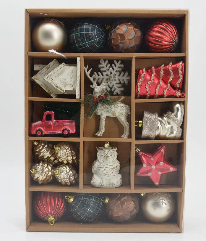 Holiday Time Red & Gold Christmas Tree Family Christmas Tree Hanging Ornament Globe Assortment, 3... | Walmart (US)