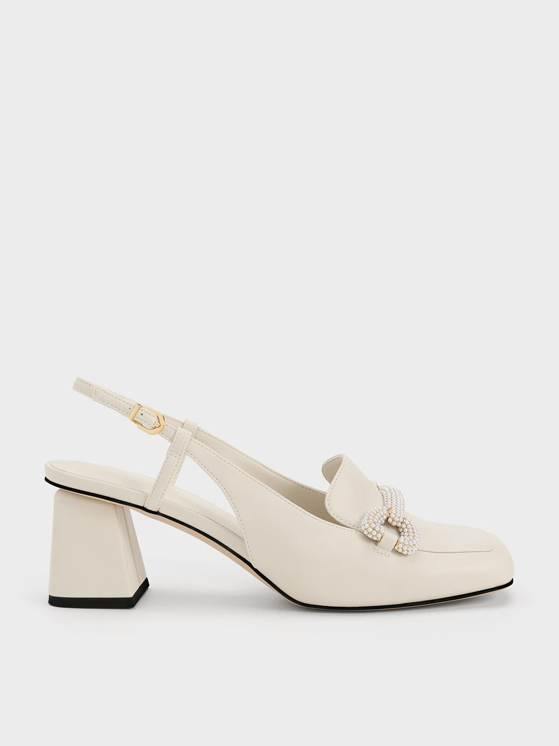 Beaded Slingback Loafer Pumps
 - Chalk | Charles & Keith UK