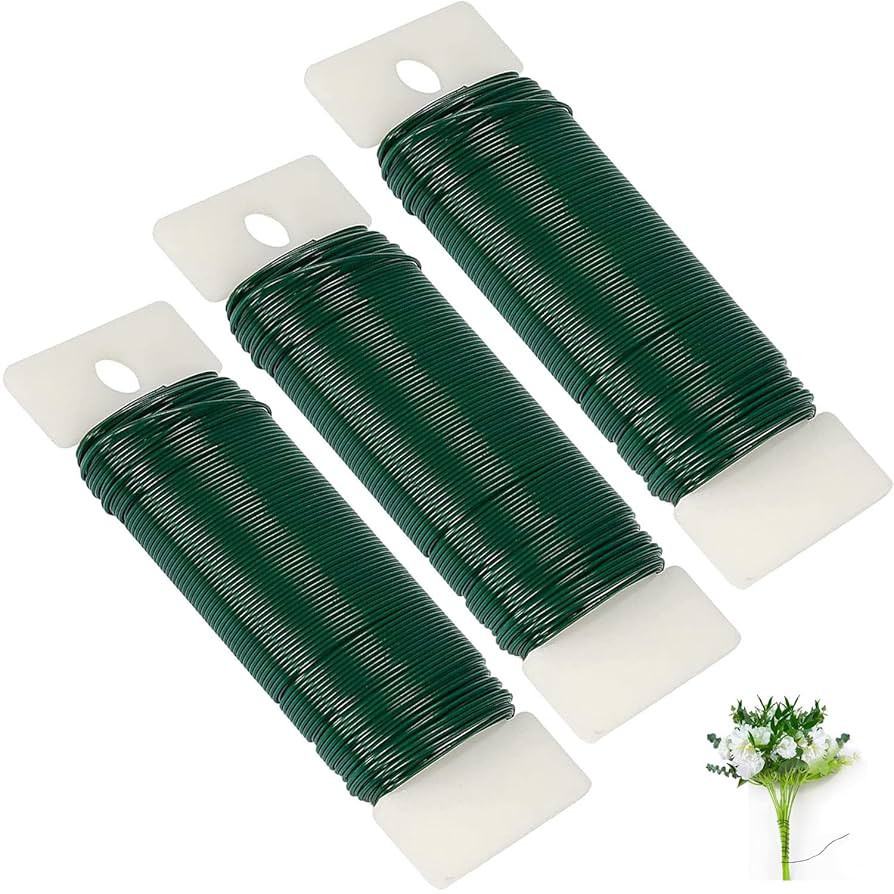 Green Floral Wire 3 Pack 117 Yards 22 Gauge Flexible Paddle Wire for Crafts Christmas Wreaths Tre... | Amazon (US)
