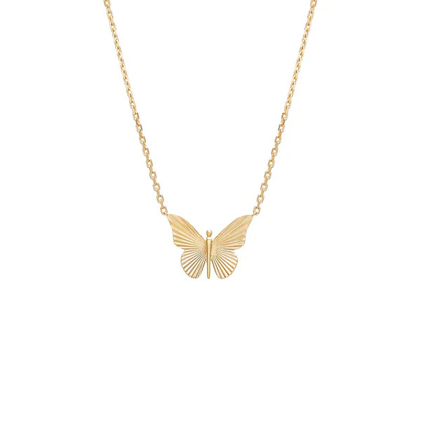 Ridged Butterfly Necklace 14K | Adina Eden