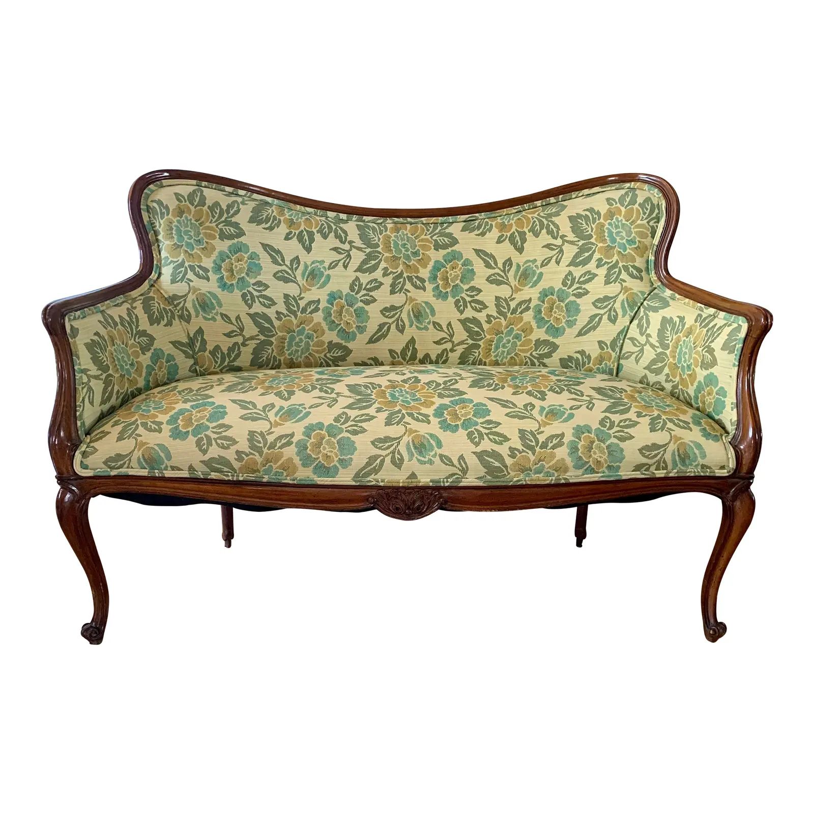 Antique Carved Fruitwood Settee | Chairish