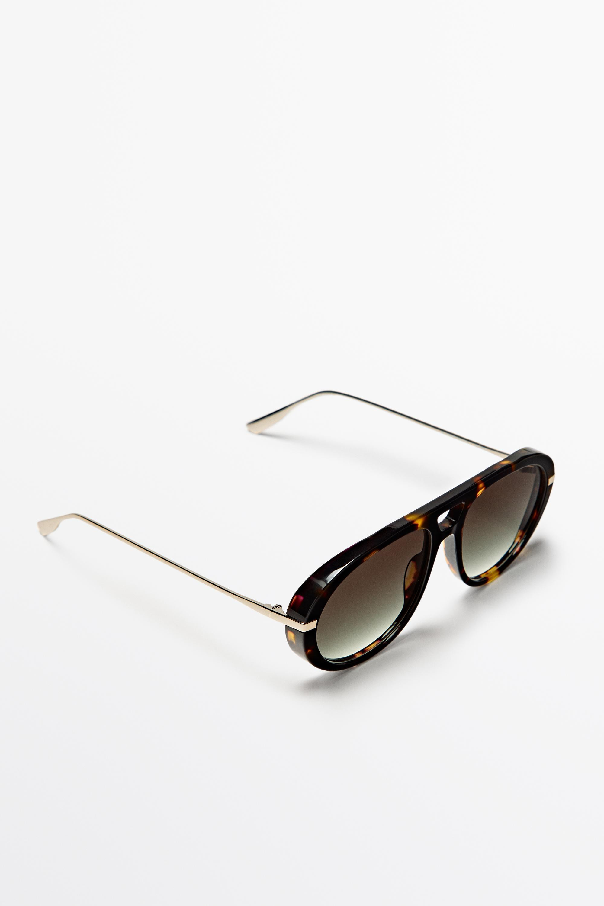 Tortoiseshell-effect aviator sunglasses | Massimo Dutti UK