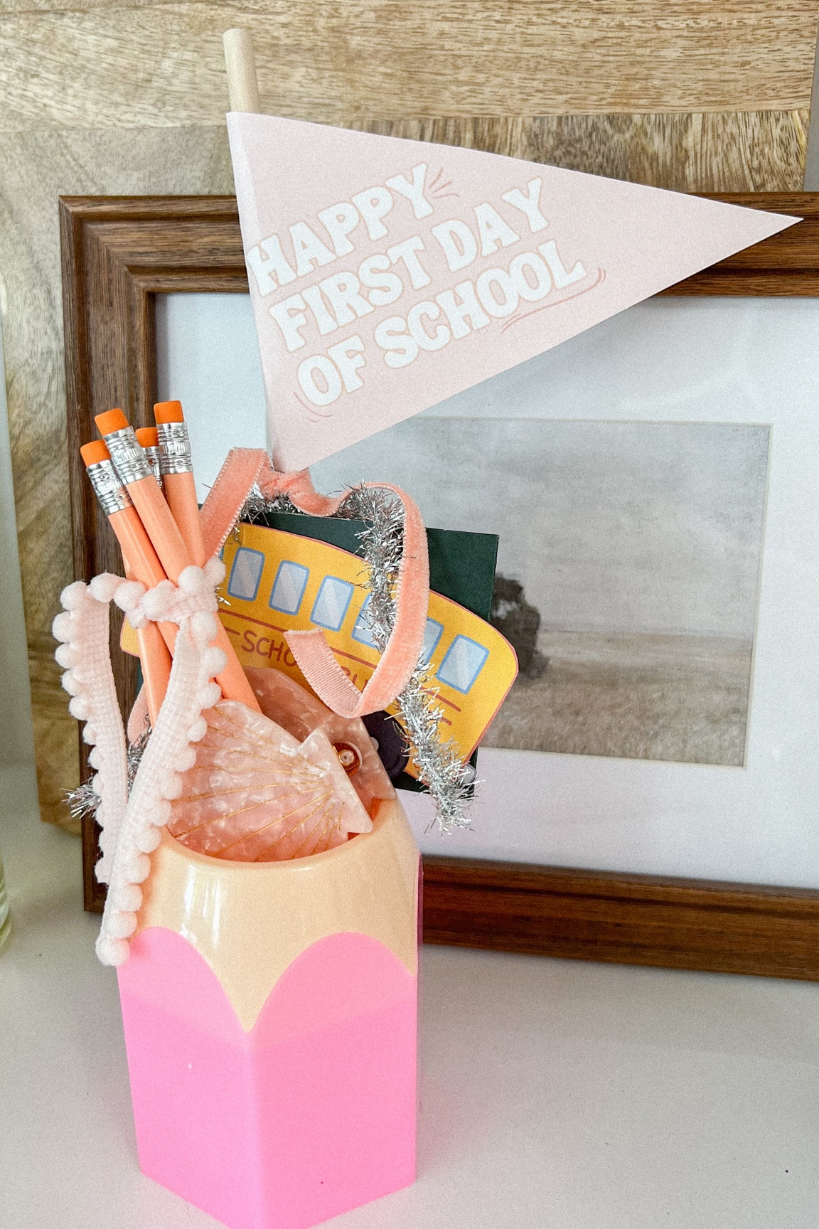 such a cute and quick teacher first day of school gift
I made the flag on Canva, printed cut and put on a dowel 
Added a Starbucks gift card and cut out a school bus to adhere to that! Grabbed some ribbon and made it pretty!
#ltkunder25

#LTKbeauty #LTKFind #LTKBacktoSchool