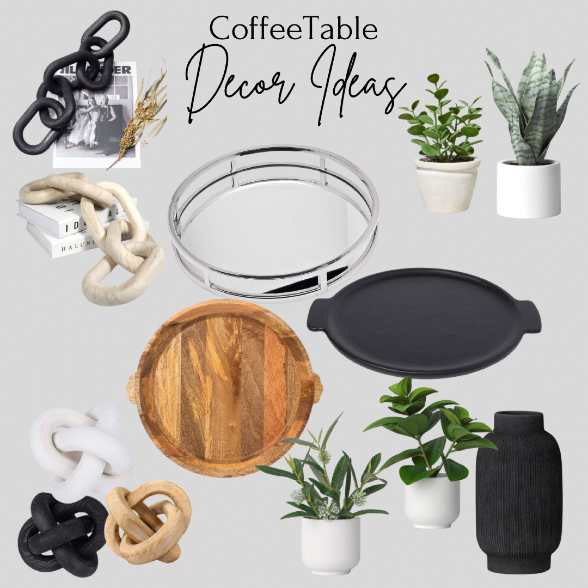 Coffee Table Decor Ideas! Add a book to the tray and then put a couple decorative objects on it! So easy! 
Living room decor, family room, decorative objects, coffee table book, Target, Amazon, chain, link, faux plant

#LTKstyletip #LTKfindsunder50 #LTKhome