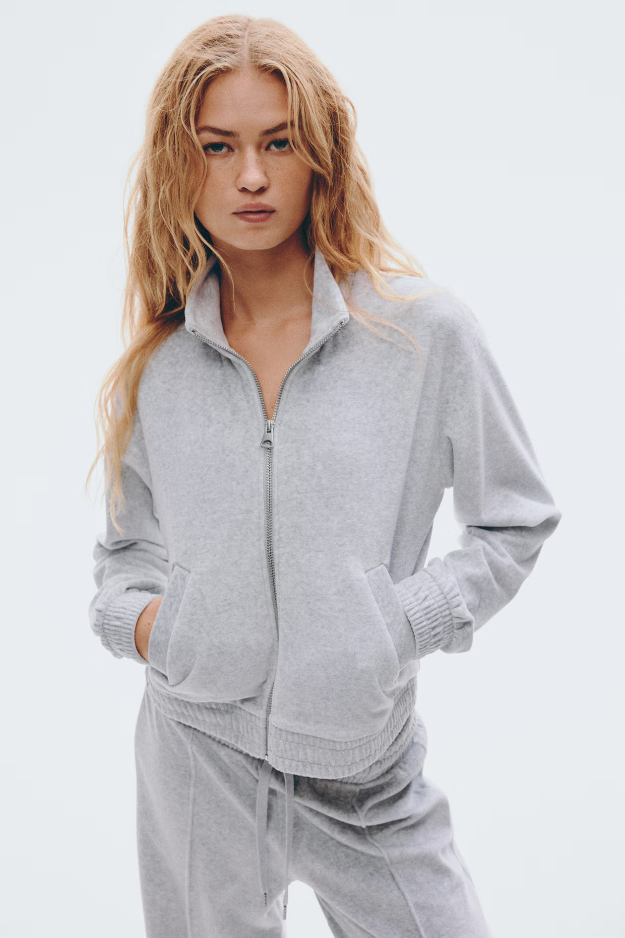 Velour zip-through jacket | H&M (UK, MY, IN, SG, PH, TW, HK)