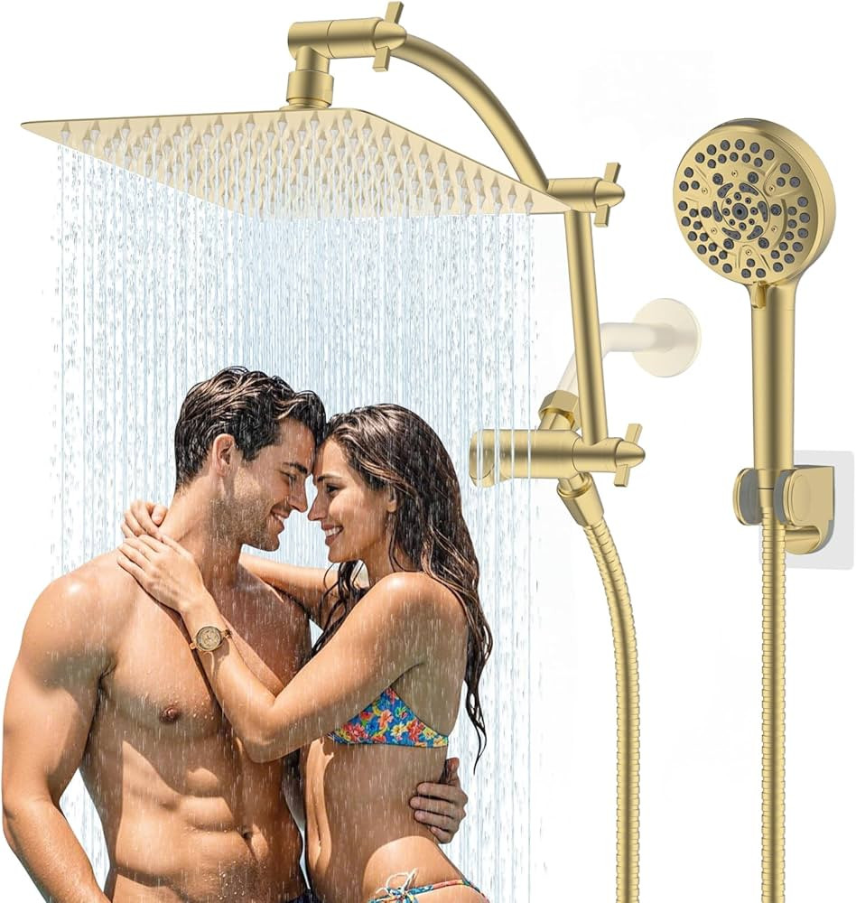 Hibbent All Metal Shower Head, 10'' High Pressure Rain Shower Head, Handheld Showerhead Combo wit... | Amazon (US)