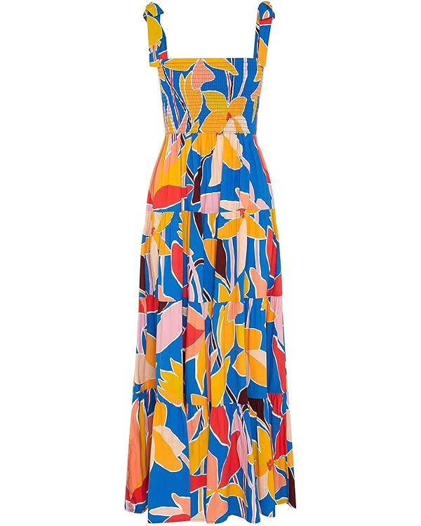 GOLDSTITCH Women's Summer Boho Spaghetti Strap Ruffle A Line Beach Long Maxi Dress | Amazon (US)