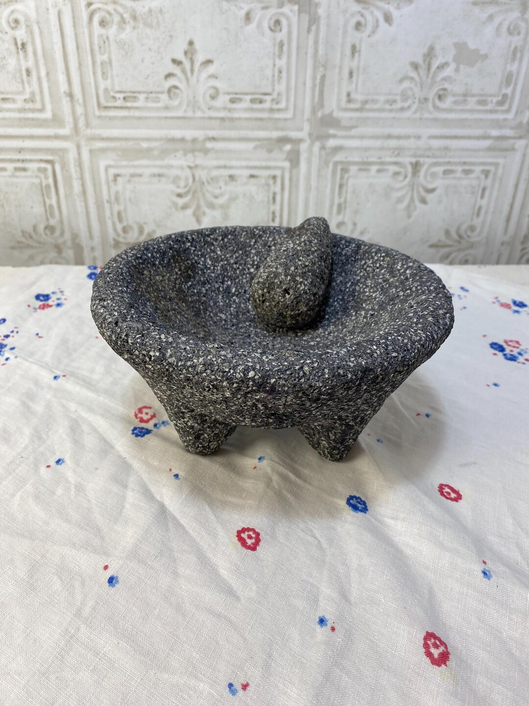 Vintage Mortar and Pestle, Lava Stone, heavy rock, handmade, 8" diameter, grinding, herbs, kitche... | Etsy (US)