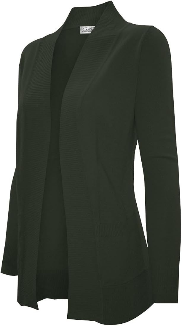 Women's Solid Basic Open Front Pockets Knit Sweater Cardigan | Amazon (US)