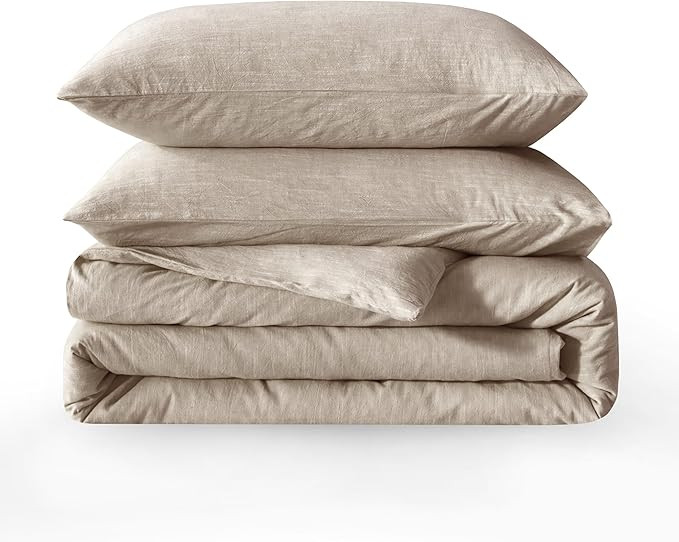 BFS HOME Linen Duvet Cover Queen Size - Soft Breathable Cotton Linen Blend, 3-Pieces Bedding Set ... | Amazon (US)