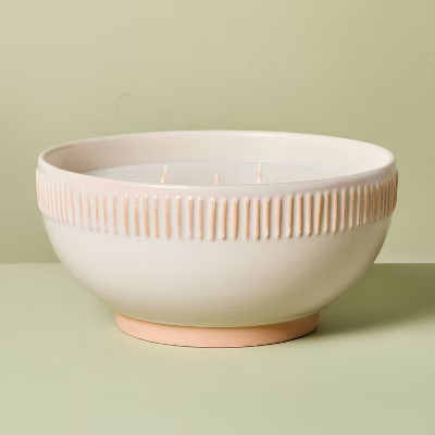 5-Wick Rim Stripe Ceramic Citronella Scented Bowl Candle 42oz Cream - Hearth & Hand™ with Magnolia | Target