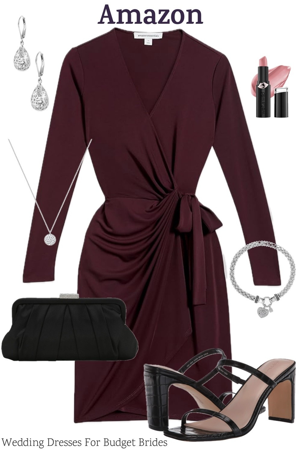 Wedding guest outfit idea in burgundy, black, and silver from Amazon.

#LTKWedding #LTKSeasonal #LTKBeauty
