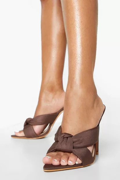 Wide Width Jersey Knot Detail Mule | Boohoo.com (US & CA)
