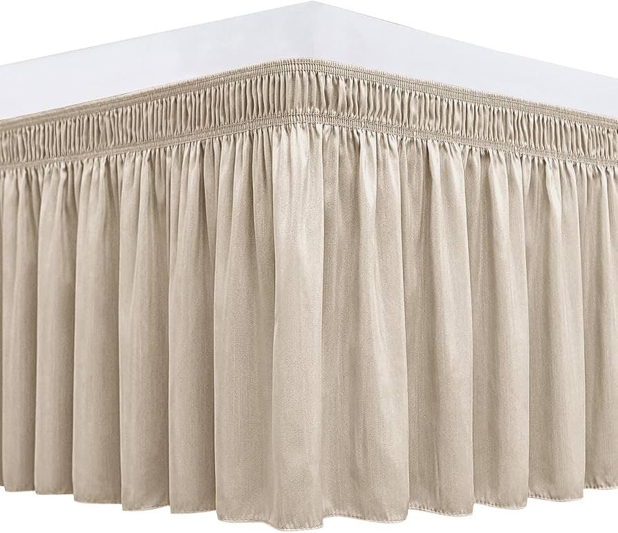 Biscaynebay Wrap Around Bed Skirts for King & Cal King Beds 18" Long Drop, Light Camel Elastic Du... | Amazon (US)