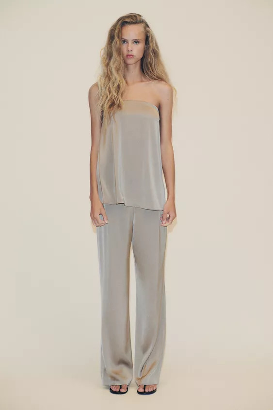HIGH-WAISTED SATIN PANTS | Zara US