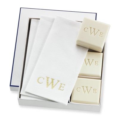 Williams Sonoma Home Monogrammed Soap & Towel Gift Set | Williams-Sonoma