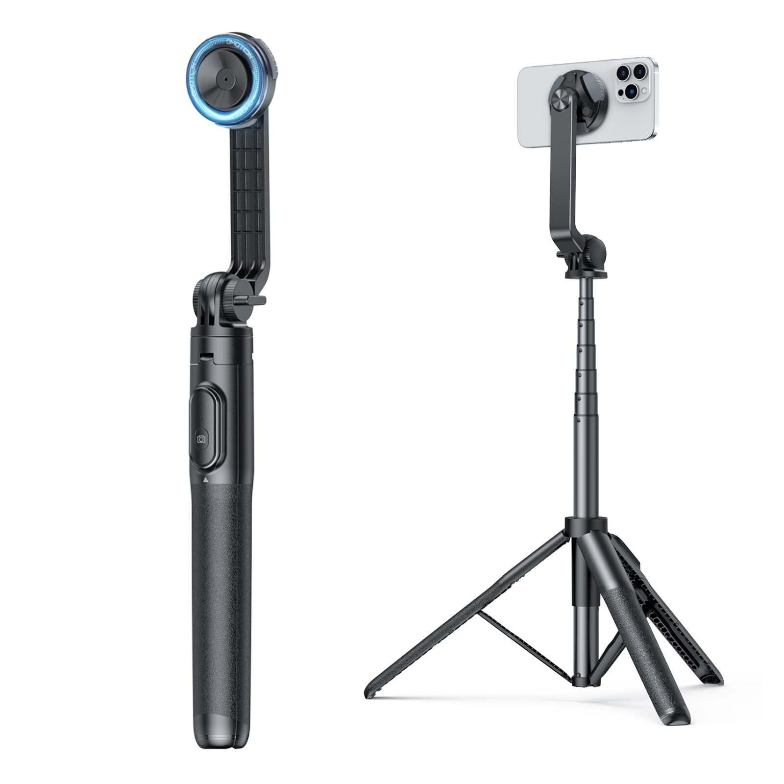 OMOTON Phone Tripod Compatible with MagSafe, 64" Extendable Bigger Magnetic Selfie Stick Tripod w... | Amazon (US)