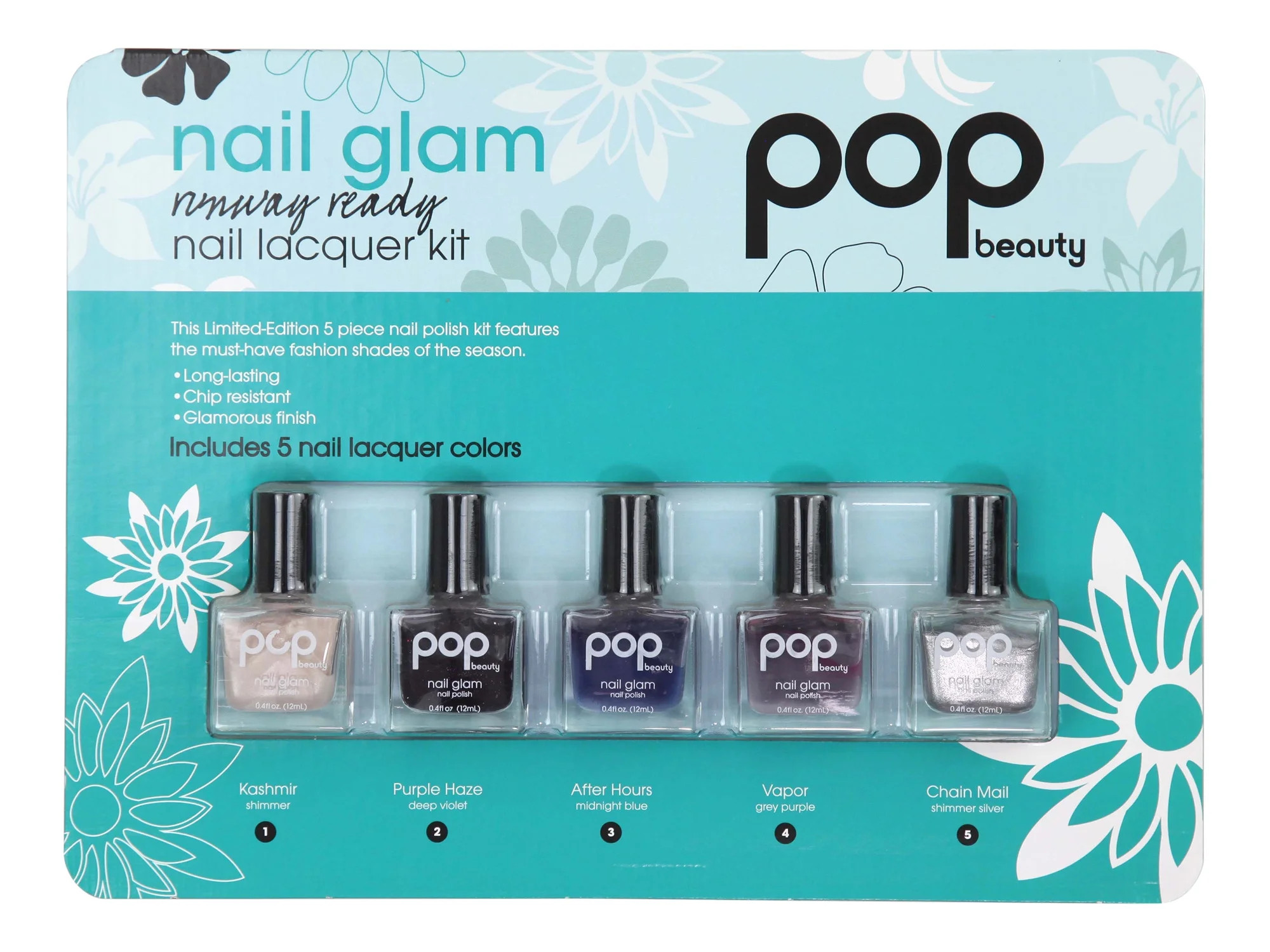 POP beauty Limited Edition Nail Glam Runway Ready Lacquer 5 piece Kit: Kasmir, Purple Haze, After... | Walmart (US)