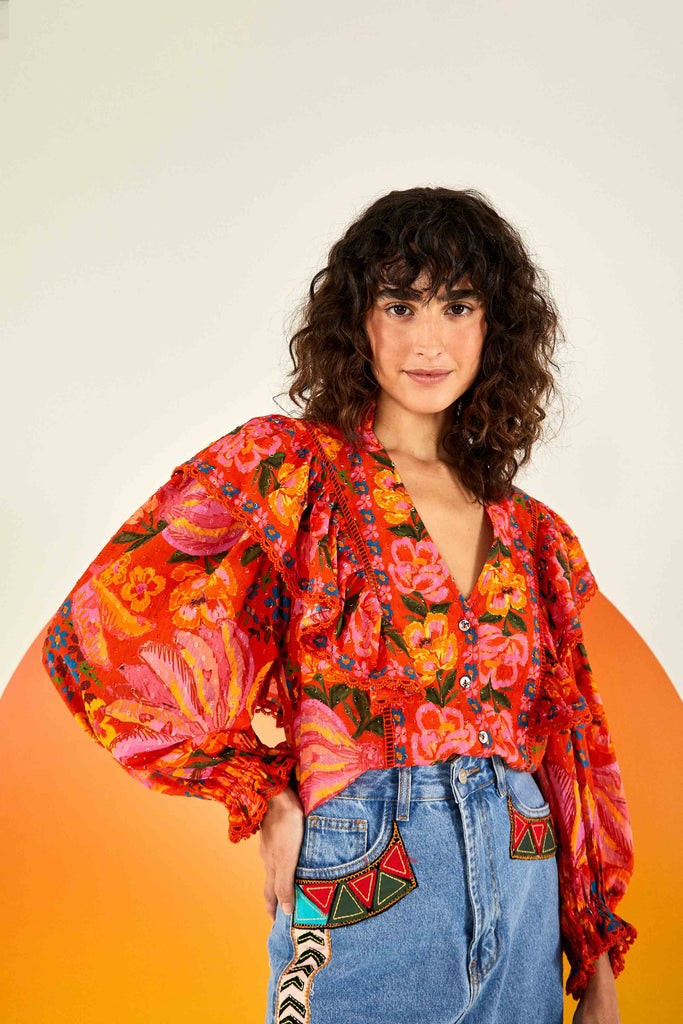 RED SPRING BANANAS BLOUSE | FarmRio (US)